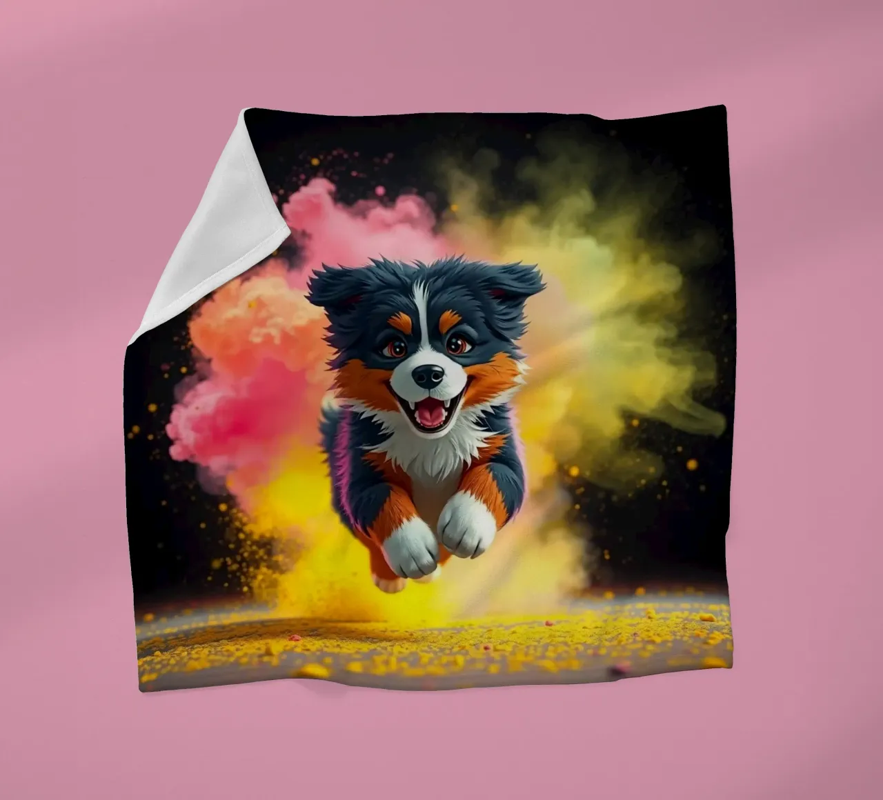 The colorful Bernese Mountain Dog #19 fleece blanket by Yumis.Beargang.and.Me