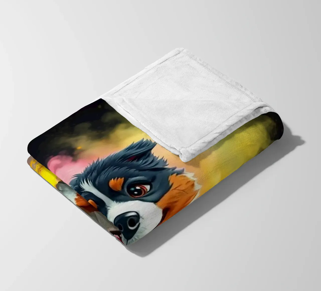 The colorful Bernese Mountain Dog #19 fleece blanket by Yumis.Beargang.and.Me