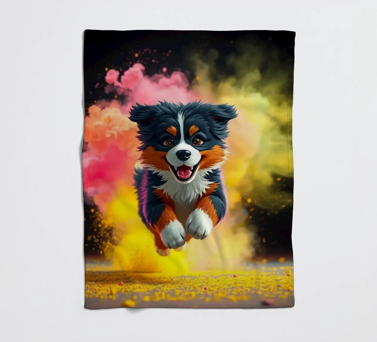 The colorful Bernese Mountain Dog #19 fleece blanket by Yumis.Beargang.and.Me