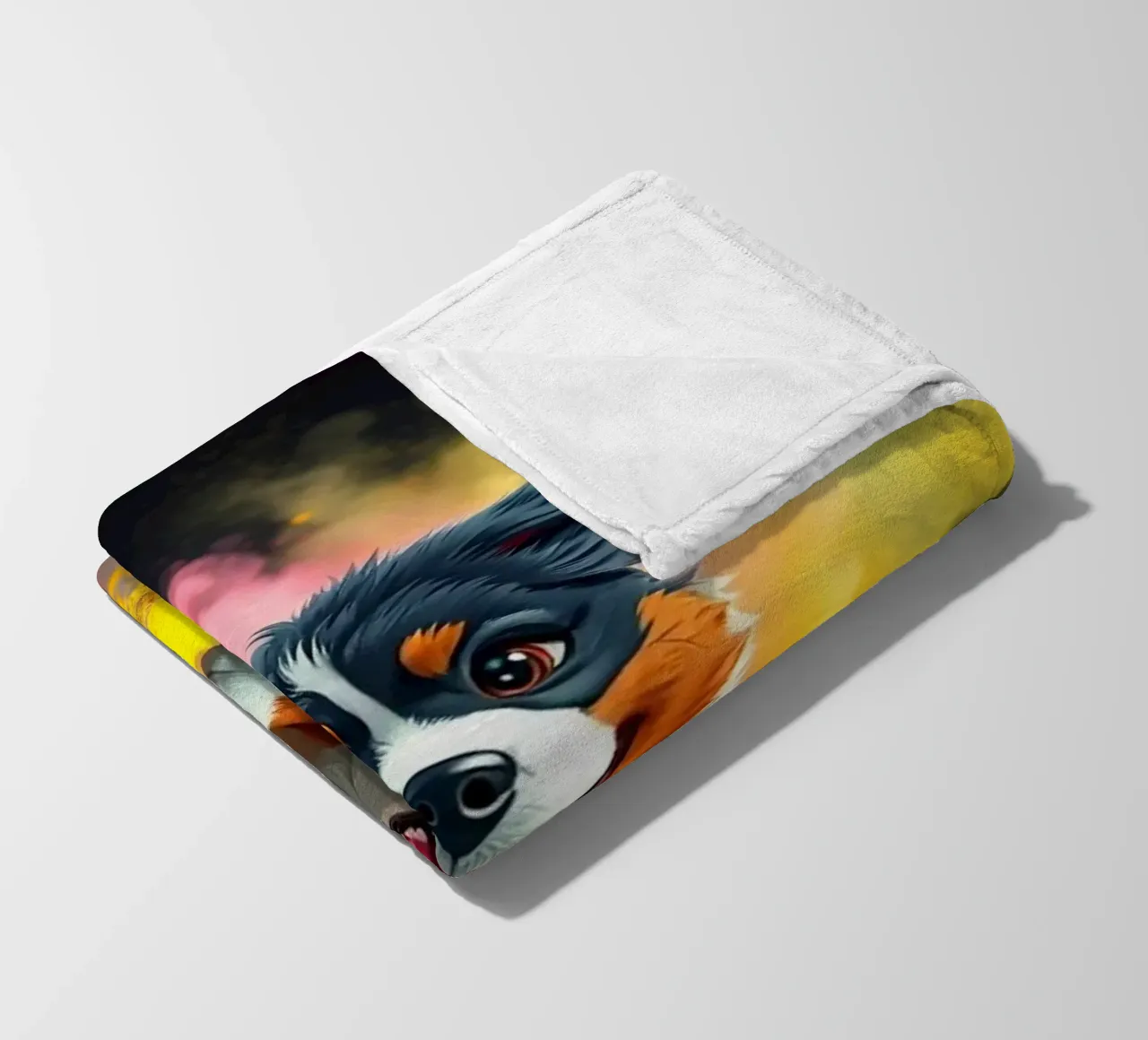 The colorful Bernese Mountain Dog #19 fleece blanket by Yumis.Beargang.and.Me