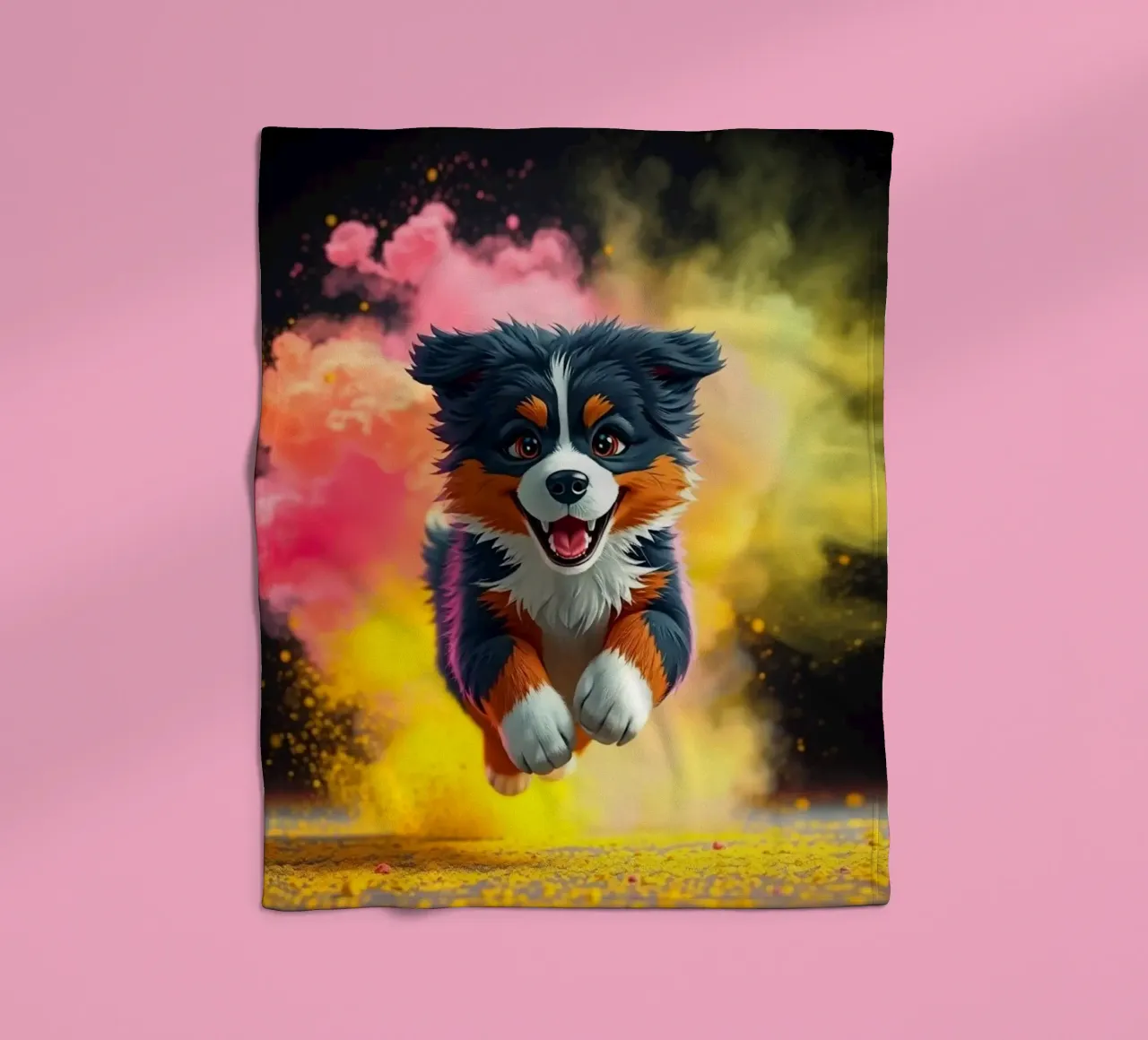 The colorful Bernese Mountain Dog #19 fleece blanket by Yumis.Beargang.and.Me