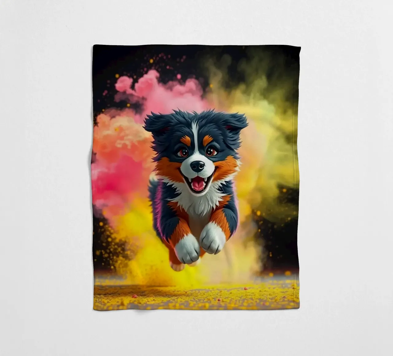 The colorful Bernese Mountain Dog #19 fleece blanket by Yumis.Beargang.and.Me