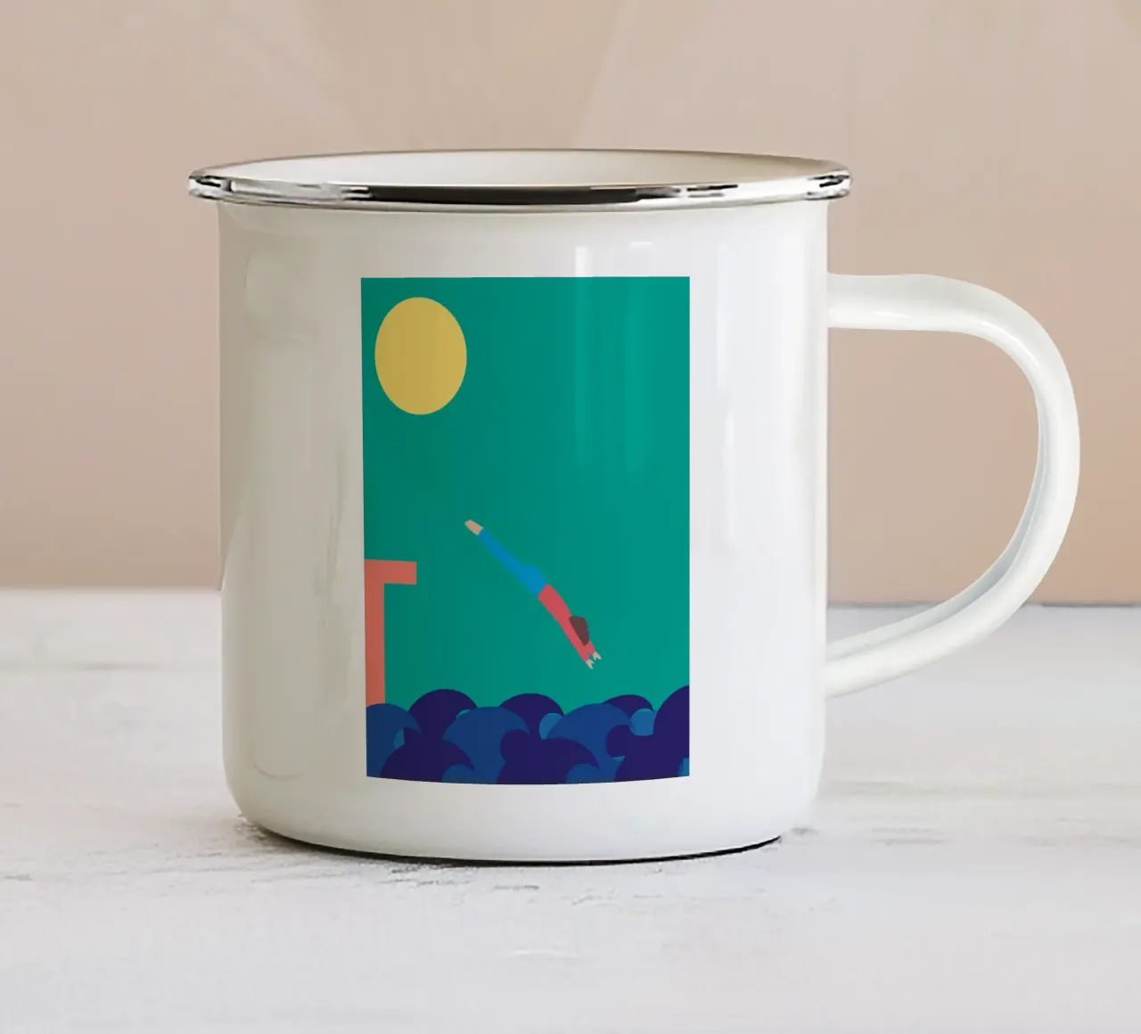 Anlauf.Sprung. tazza in smalto da FRICKE DESIGN