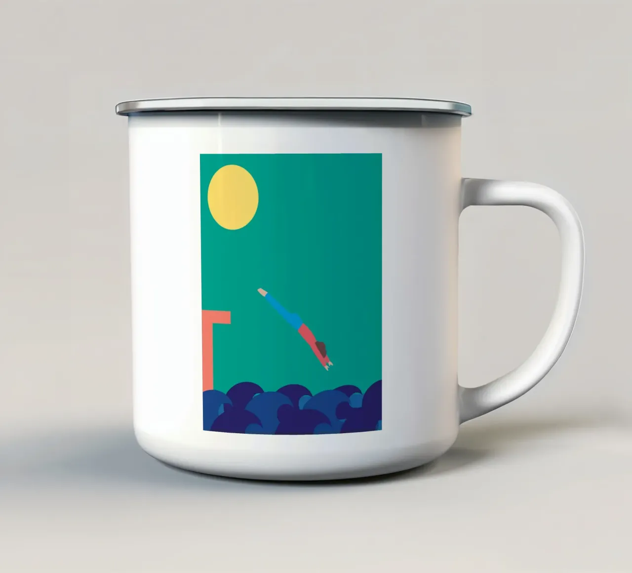 Anlauf.Sprung. tazza in smalto da FRICKE DESIGN
