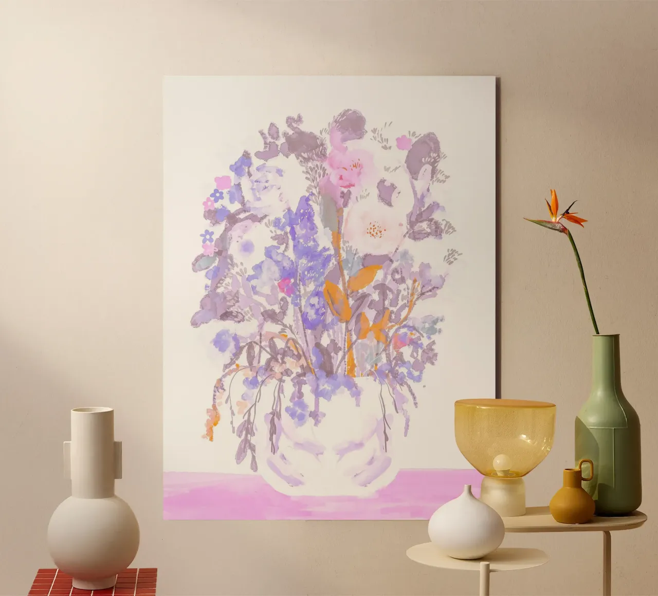 Pastel abstract flower vase soft painting alluminio dibond da mysteriouscoco