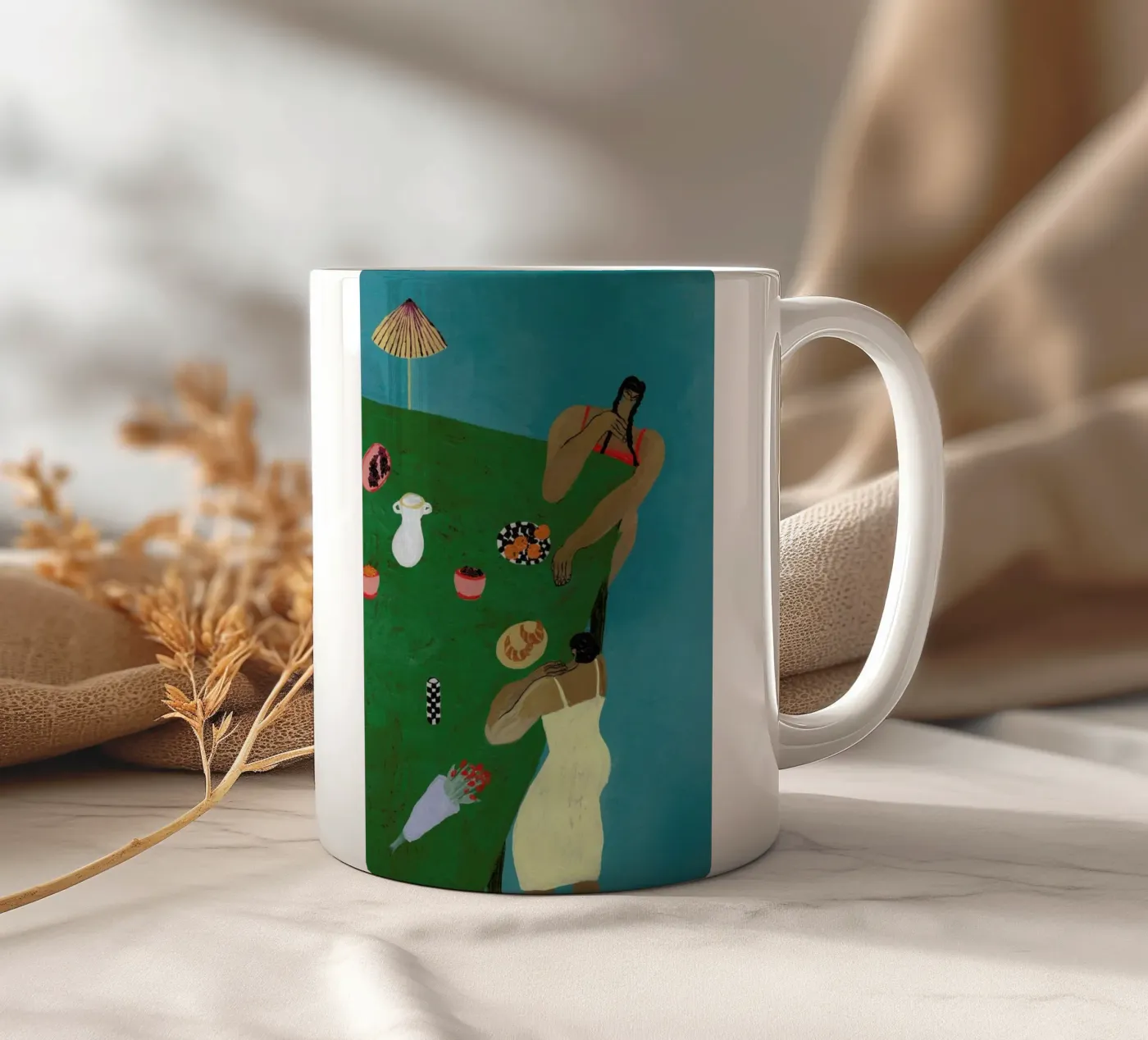 Table Setting ceramic mug by Nudes and Croissants