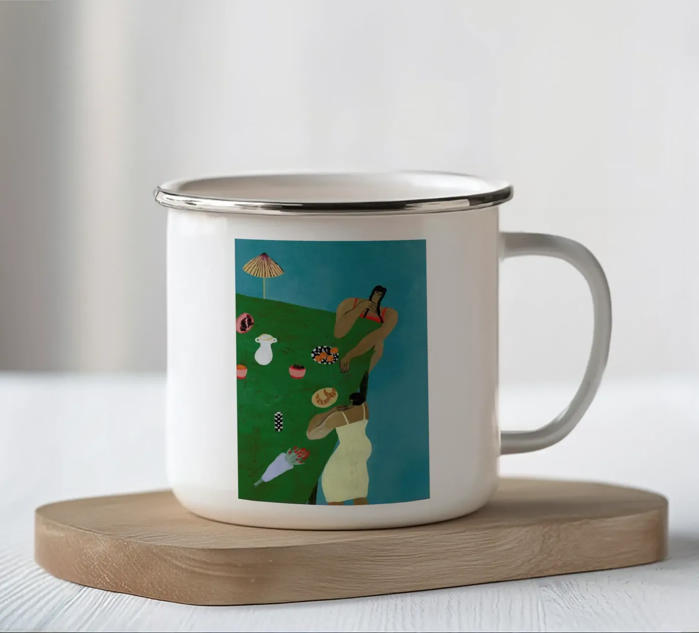 Table Setting enamel mug by Nudes and Croissants