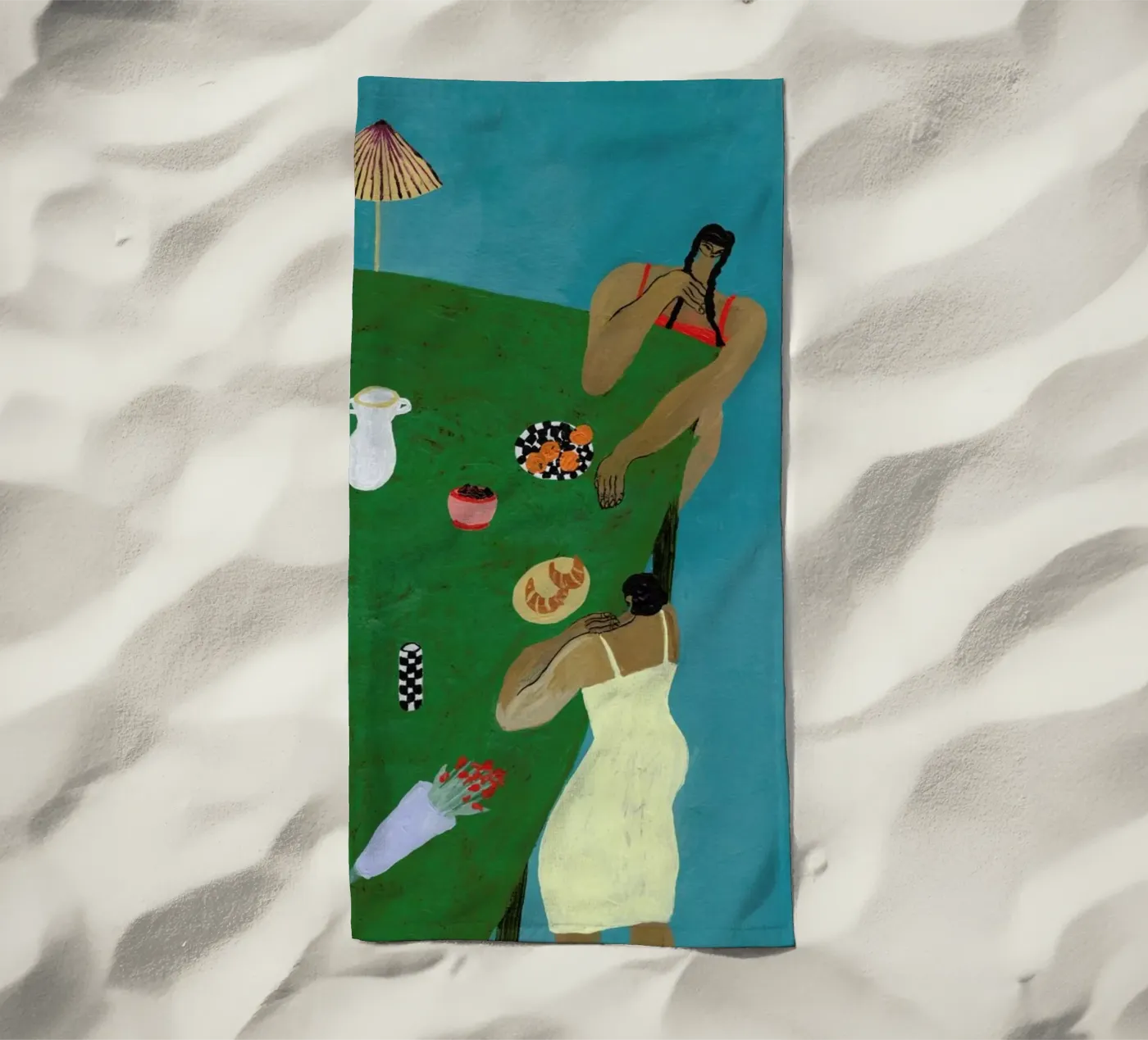 Table Setting beach towel by Nudes and Croissants