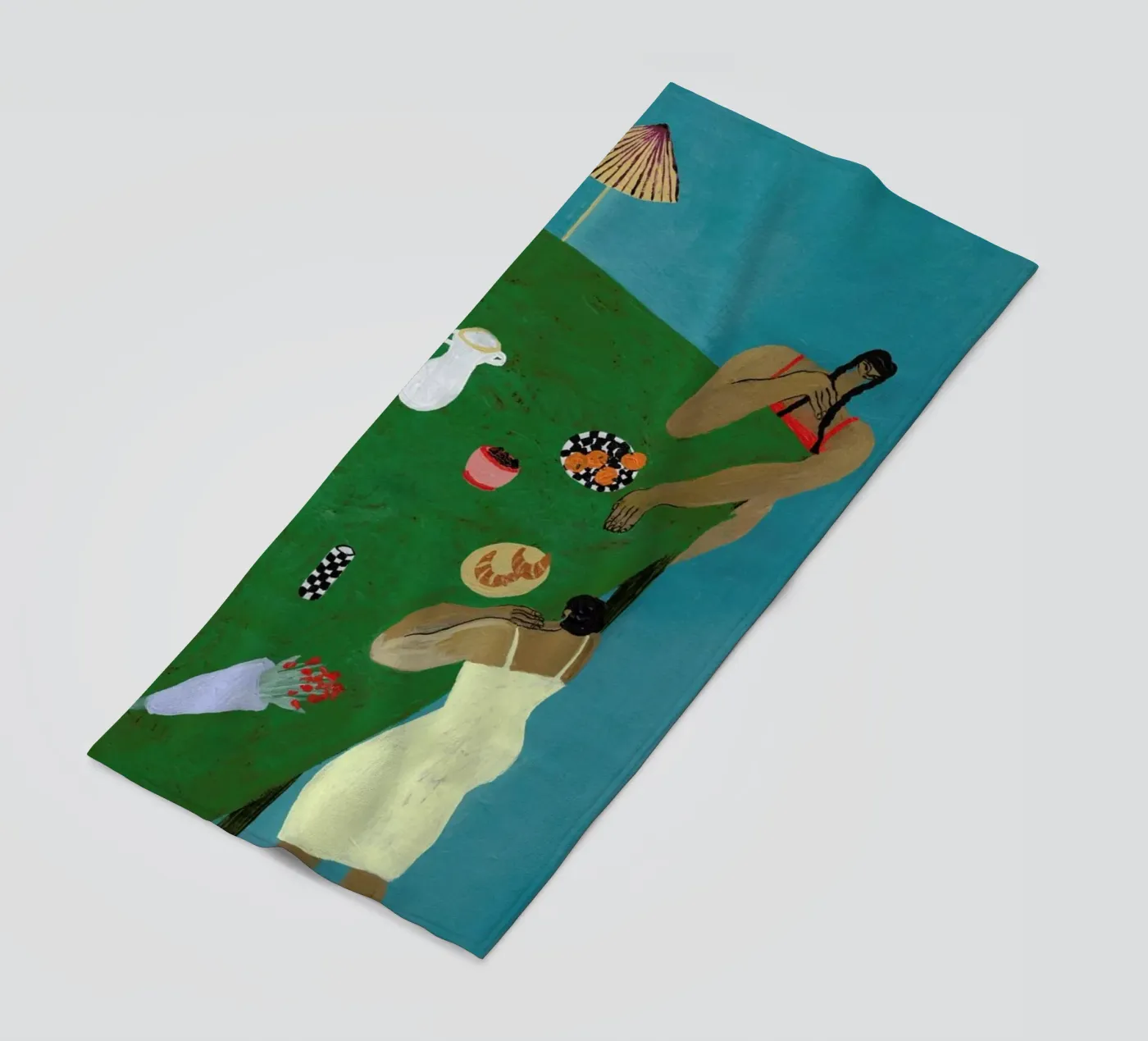Table Setting beach towel by Nudes and Croissants
