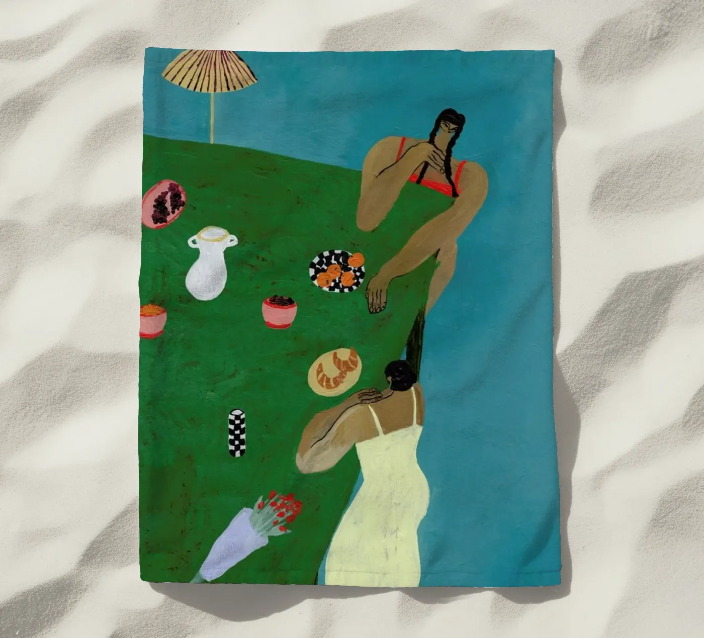 Table Setting beach towel by Nudes and Croissants