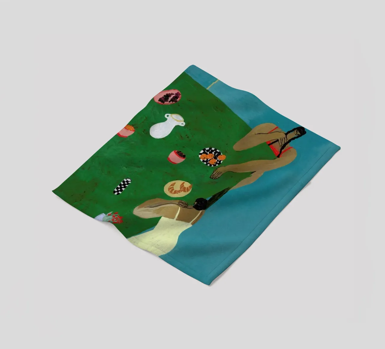 Table Setting fleece blanket by Nudes and Croissants