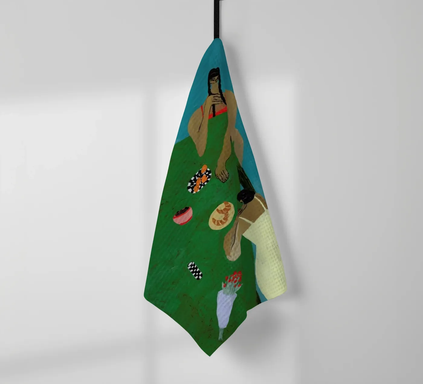 Table Setting theedoek van Nudes and Croissants