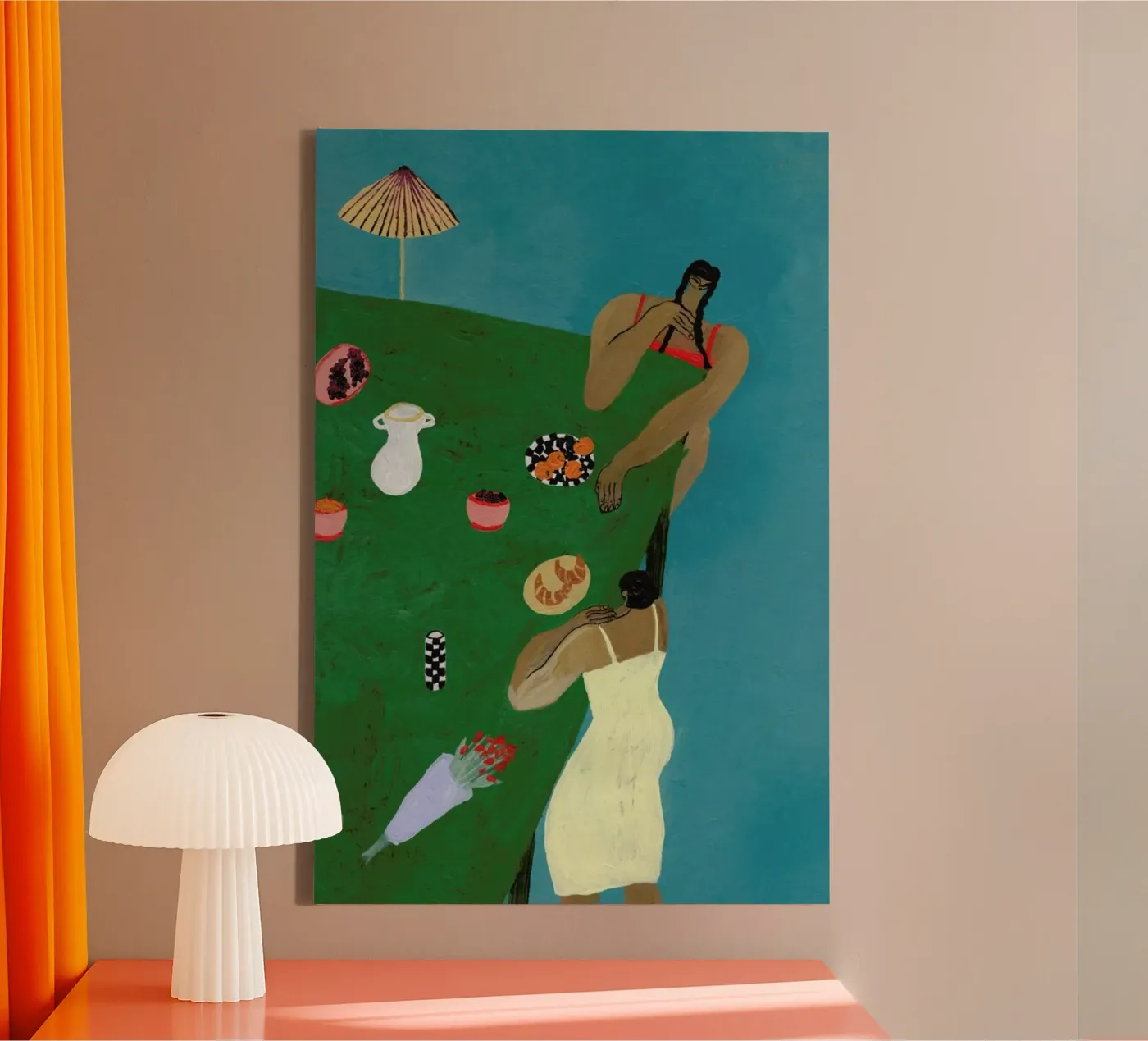 Table Setting tela da Nudes and Croissants