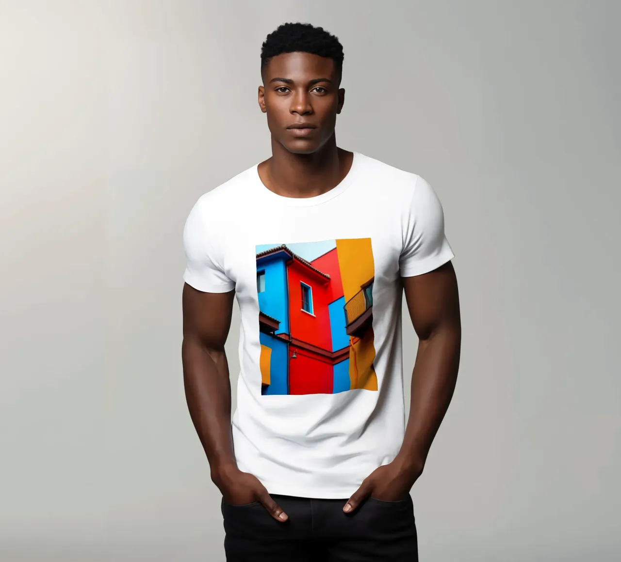 Colorful architecture features buildings in urban location t-shirt by DesignDoodle