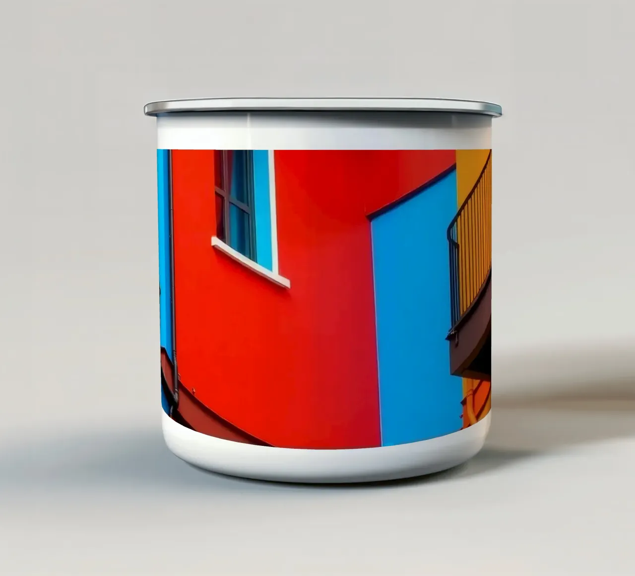 L'architettura colorata caratterizza gli edifici in posizione urbana tazza in smalto da DesignDoodle
