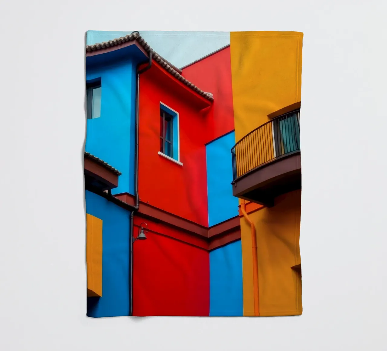 Colorful architecture features buildings in urban location fleece blanket by DesignDoodle