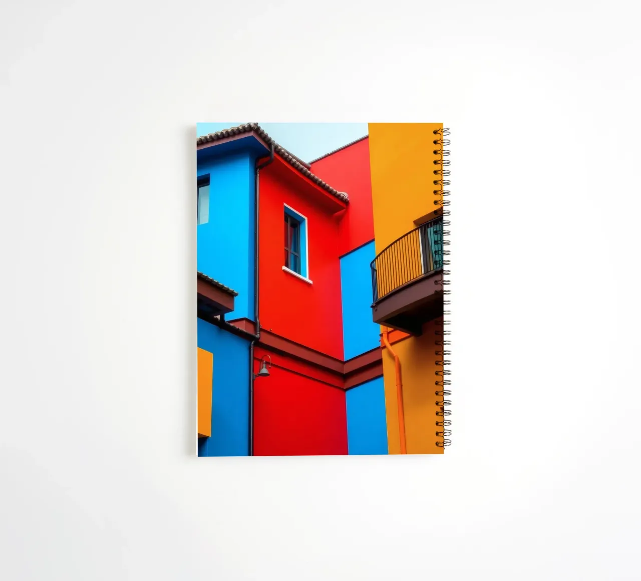 Colorful architecture features buildings in urban location spiral notebook by DesignDoodle