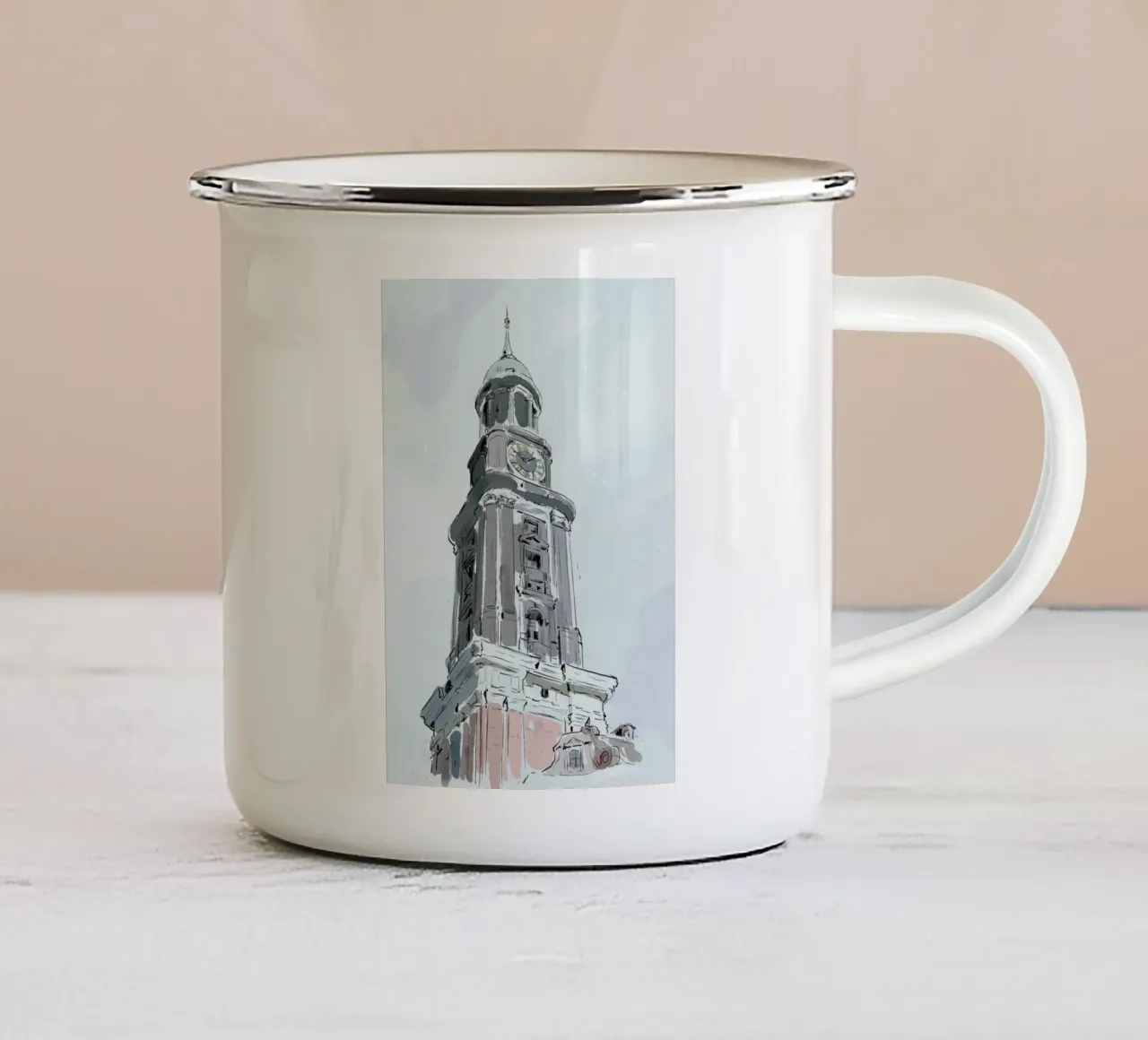 Hamburg Michel tazza in smalto da Johannes Lott Illustration