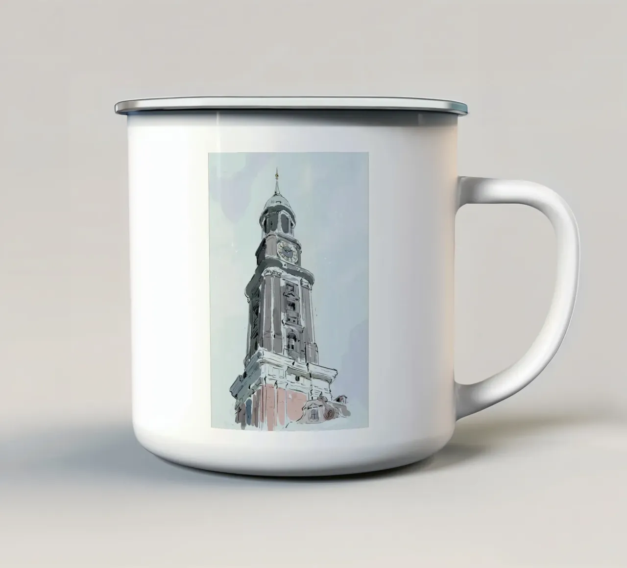 Hamburg Michel tazza in smalto da Johannes Lott Illustration