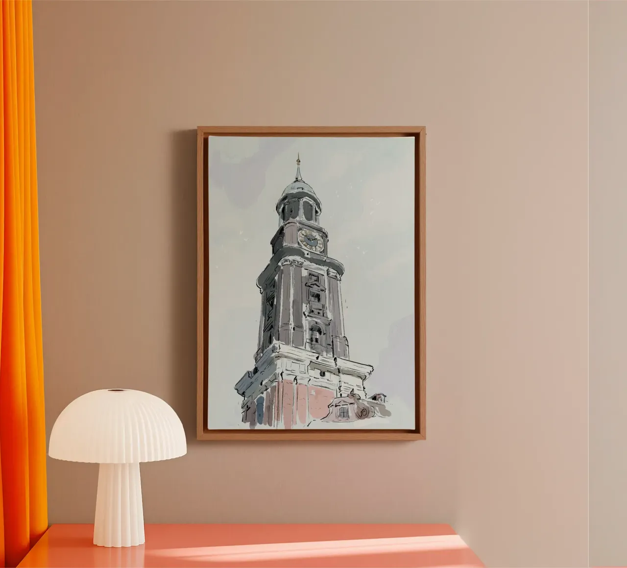Hamburg Michel tela con Cornice a cassetta da Johannes Lott Illustration