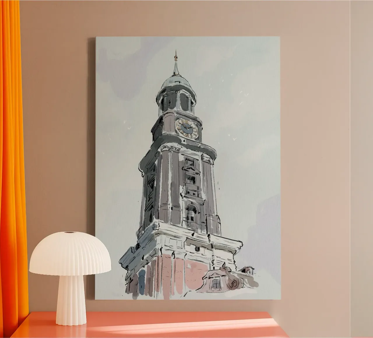 Hamburg Michel tela con Cornice a cassetta da Johannes Lott Illustration