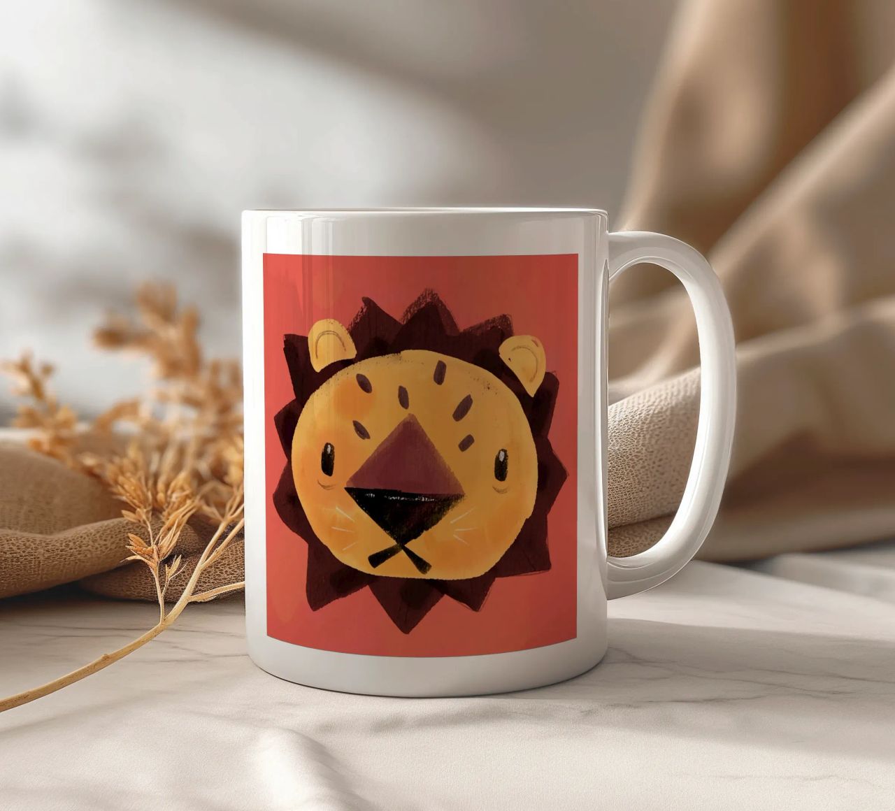 Piccolo leone tazza in ceramica da Johannes Lott Illustration