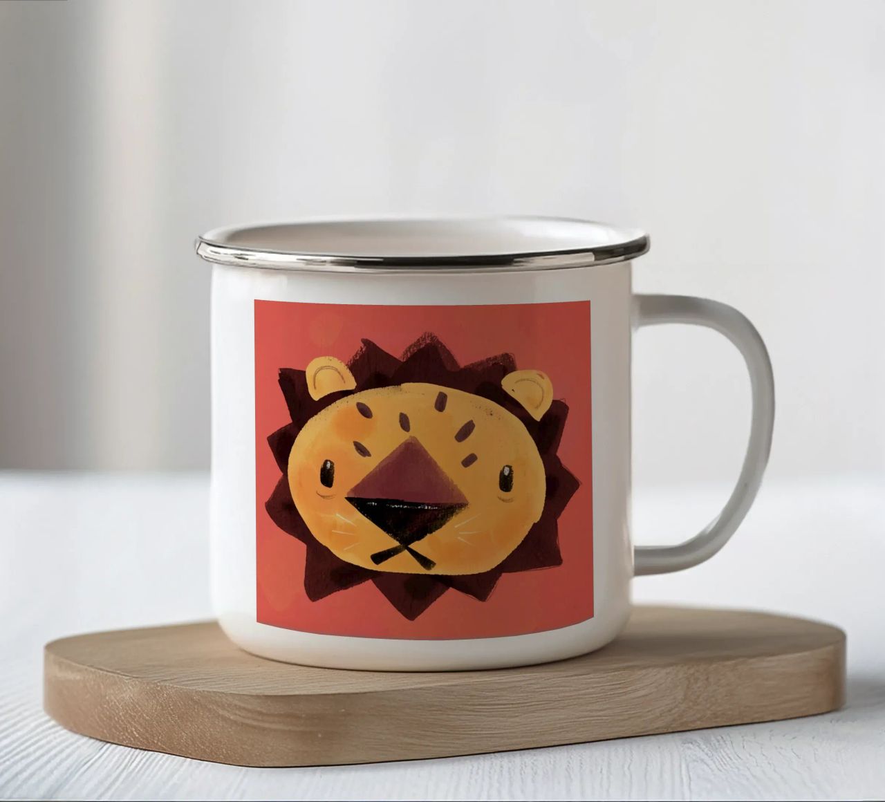Piccolo leone tazza in smalto da Johannes Lott Illustration