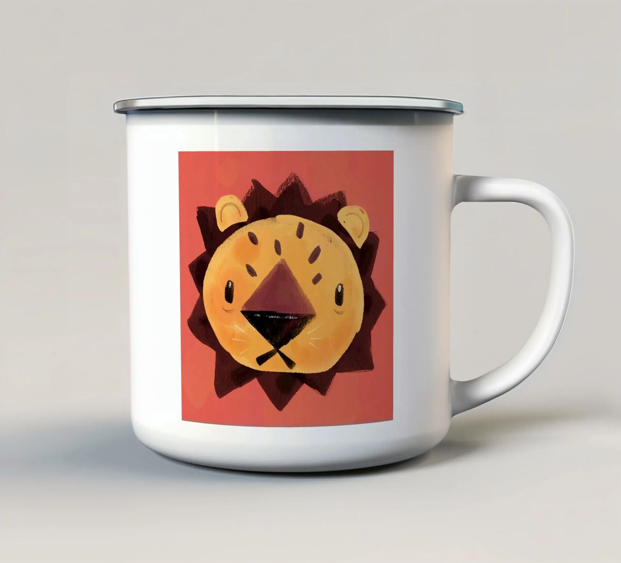 Piccolo leone tazza in smalto da Johannes Lott Illustration