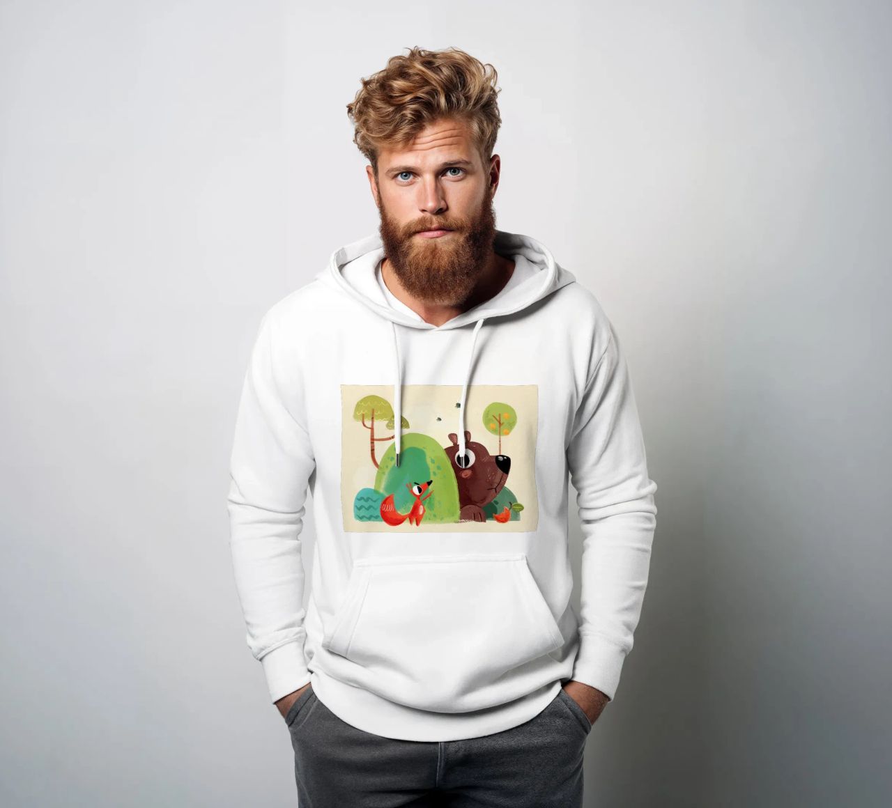 Volpe e orso felpa con cappuccio da Johannes Lott Illustration