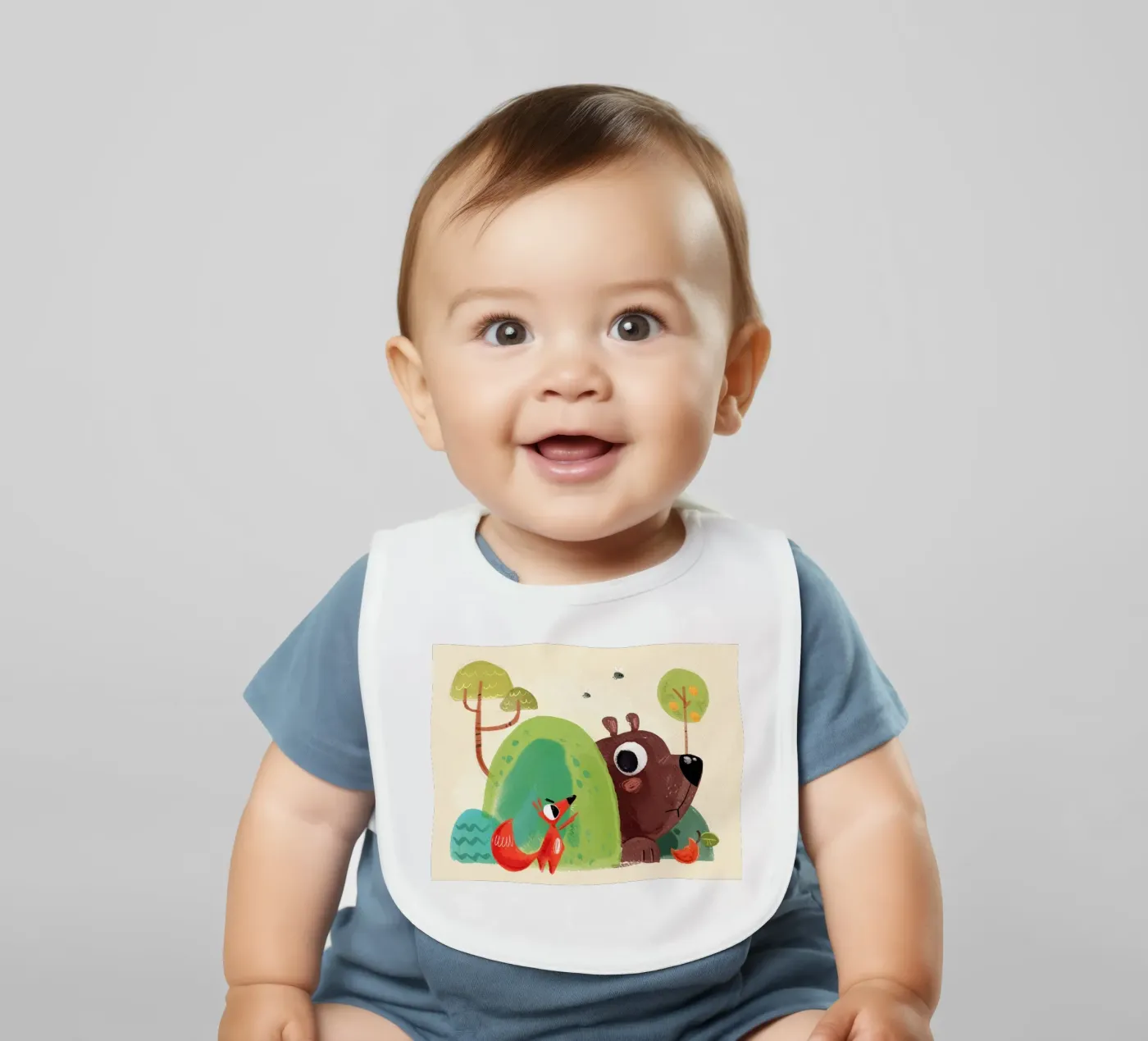 Vos & Beer baby slabbetje van Johannes Lott Illustration