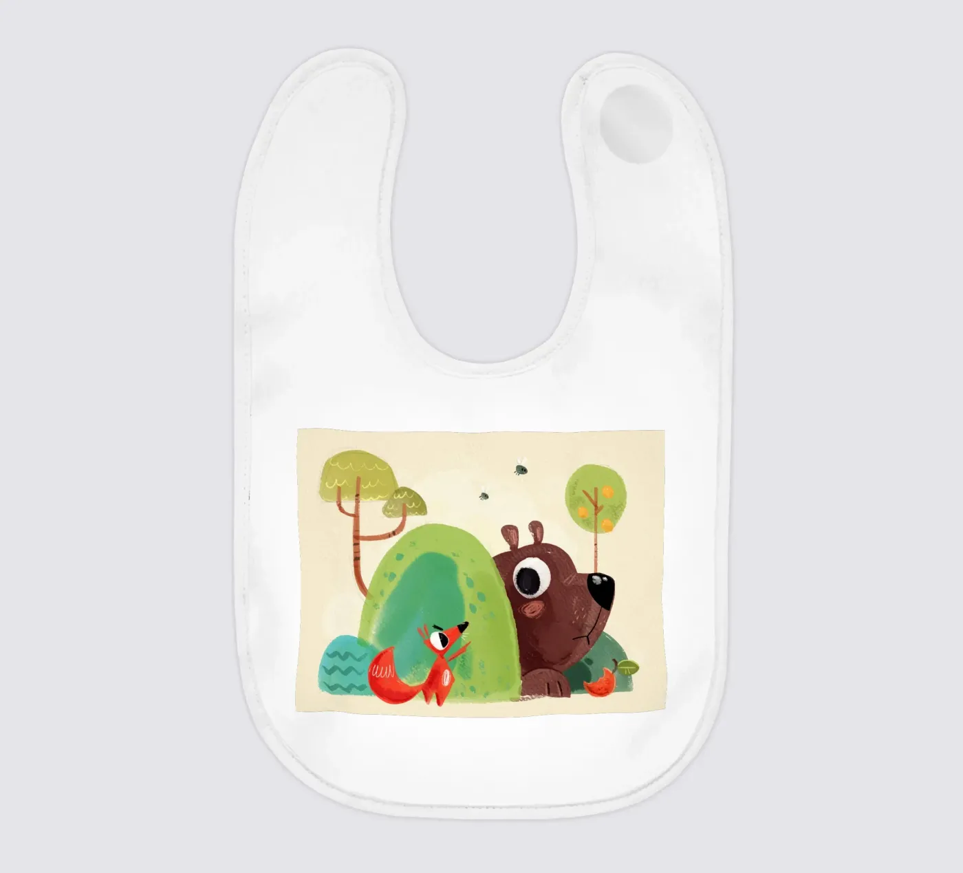 Vos & Beer baby slabbetje van Johannes Lott Illustration