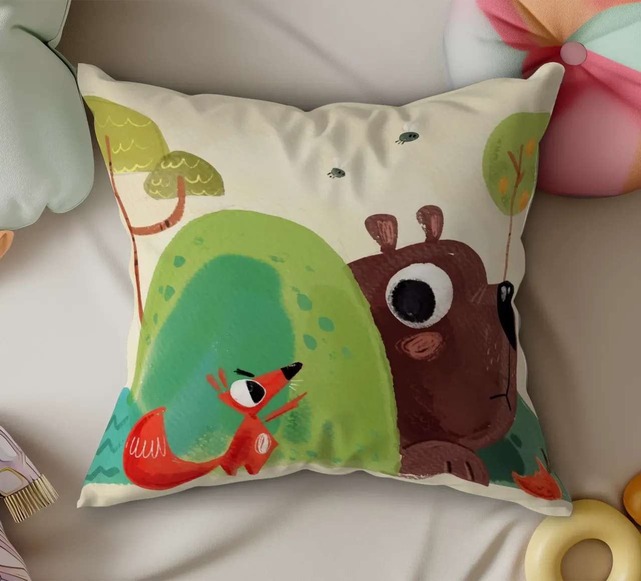 Volpe e orso cuscino da Johannes Lott Illustration