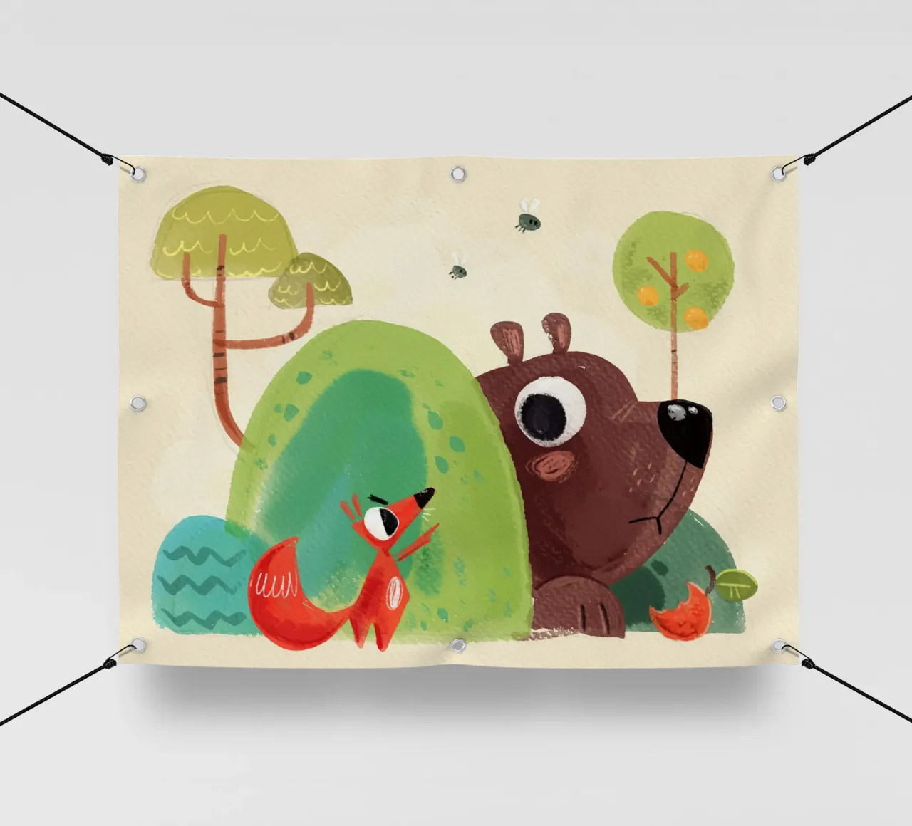 Zorro y oso lonas publicitarias de Johannes Lott Illustration