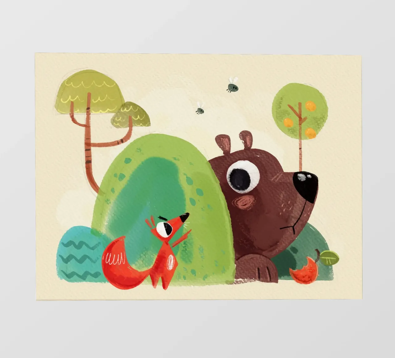 Zorro y oso lonas publicitarias de Johannes Lott Illustration
