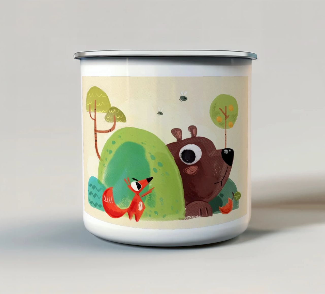 Volpe e orso tazza in smalto da Johannes Lott Illustration