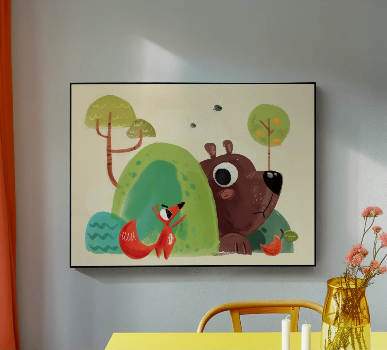 Volpe e orso plexiglass da Johannes Lott Illustration