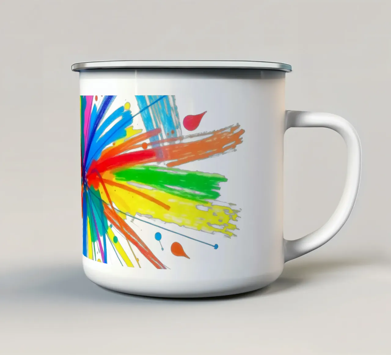 Explosion colorée d'éclaboussures de peinture, motif abstrait mug en émail de DesignDoodle