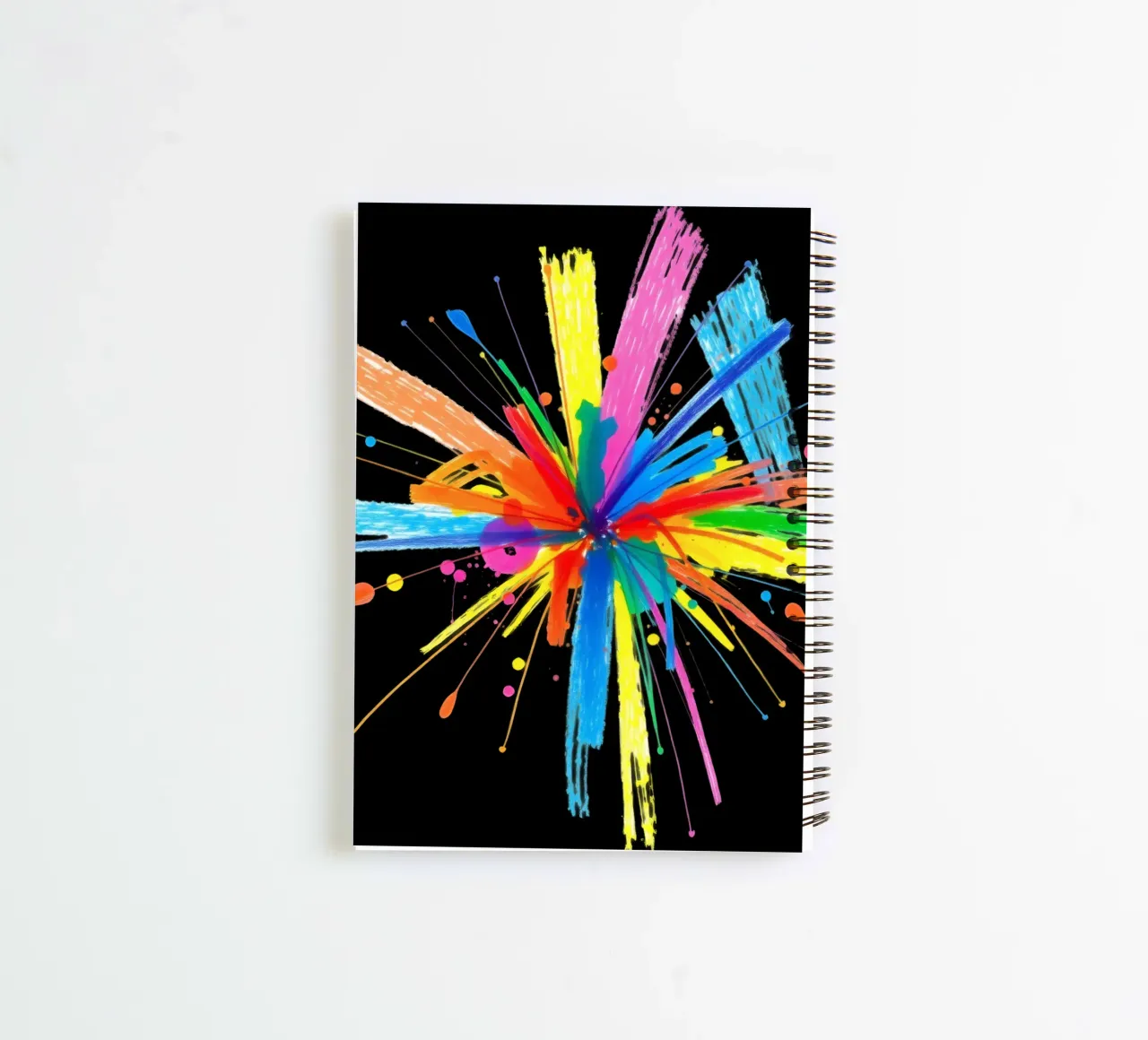 Colorful explosion of paint splatters abstract design spiral notebook by DesignDoodle