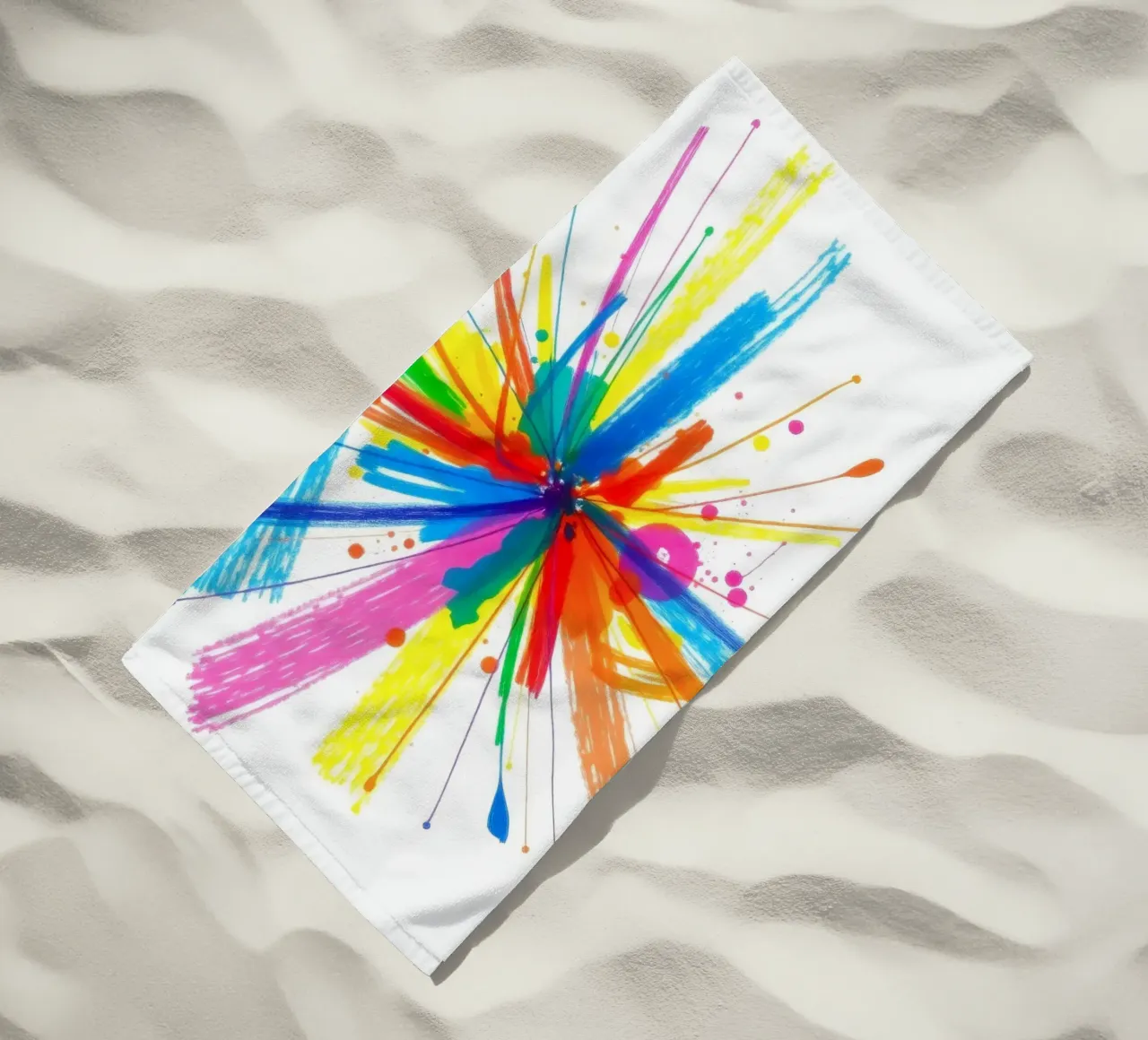 Explosion colorée d'éclaboussures de peinture, motif abstrait serviette de plage de DesignDoodle