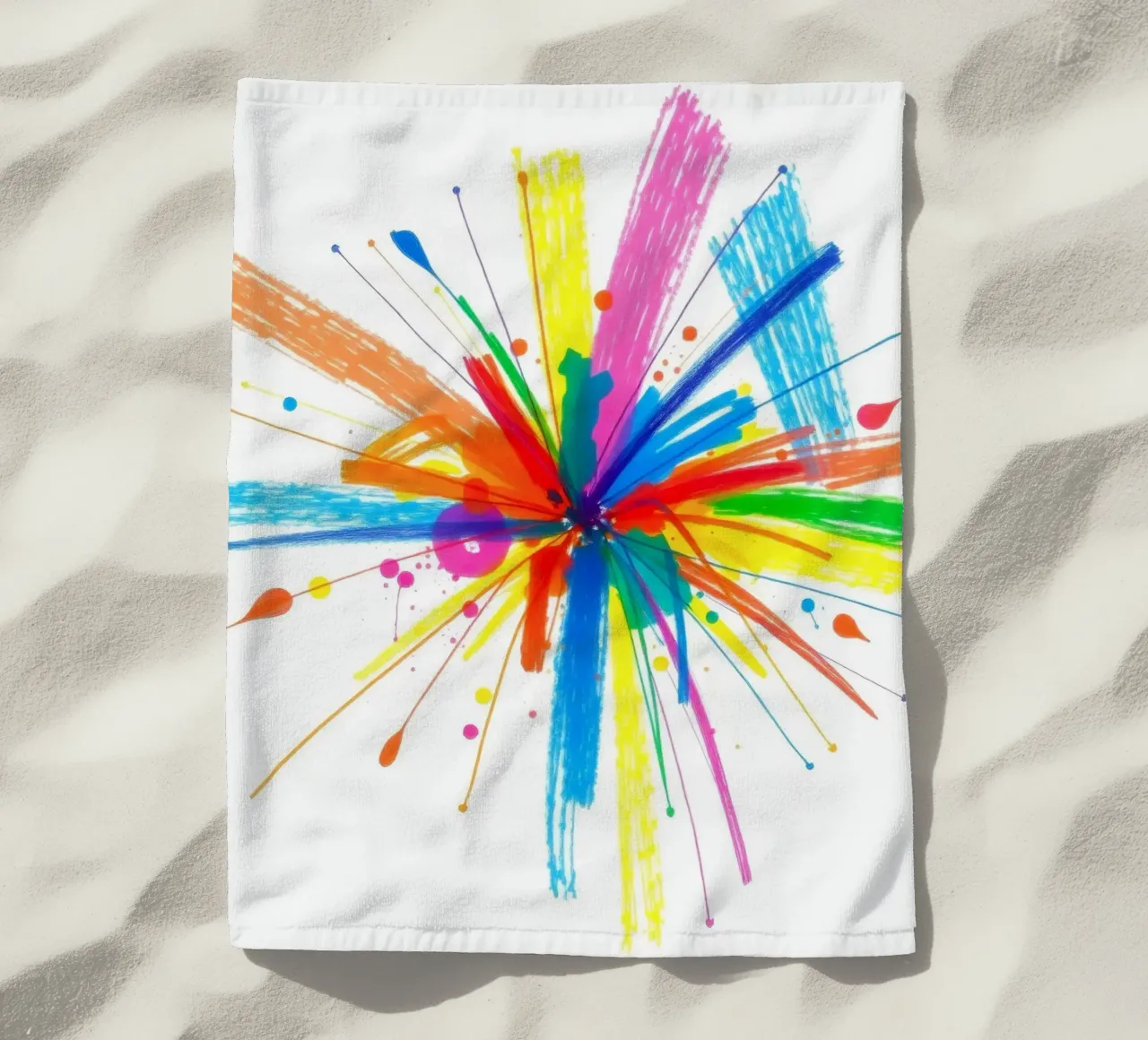 Explosion colorée d'éclaboussures de peinture, motif abstrait serviette de plage de DesignDoodle