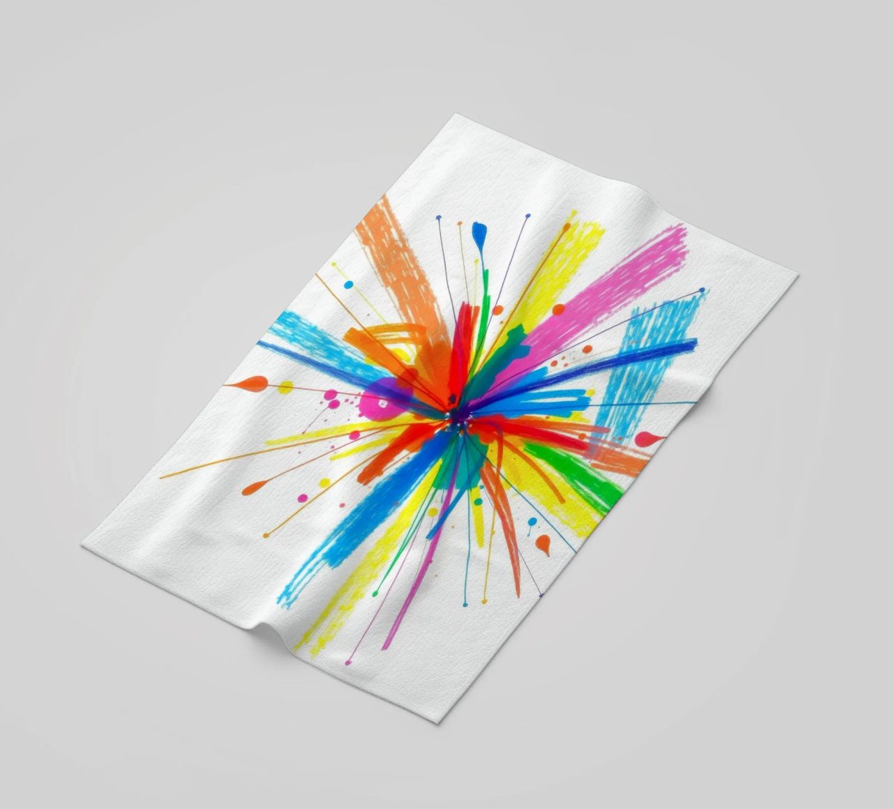Esplosione colorata di schizzi di vernice disegno astratto telo mare da DesignDoodle