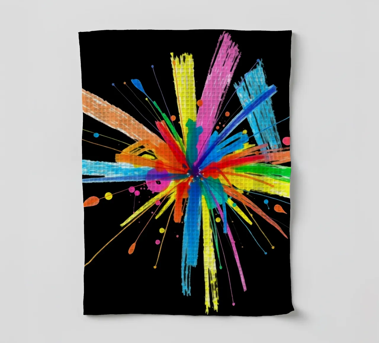 Explosion colorée d'éclaboussures de peinture, motif abstrait torchon de DesignDoodle