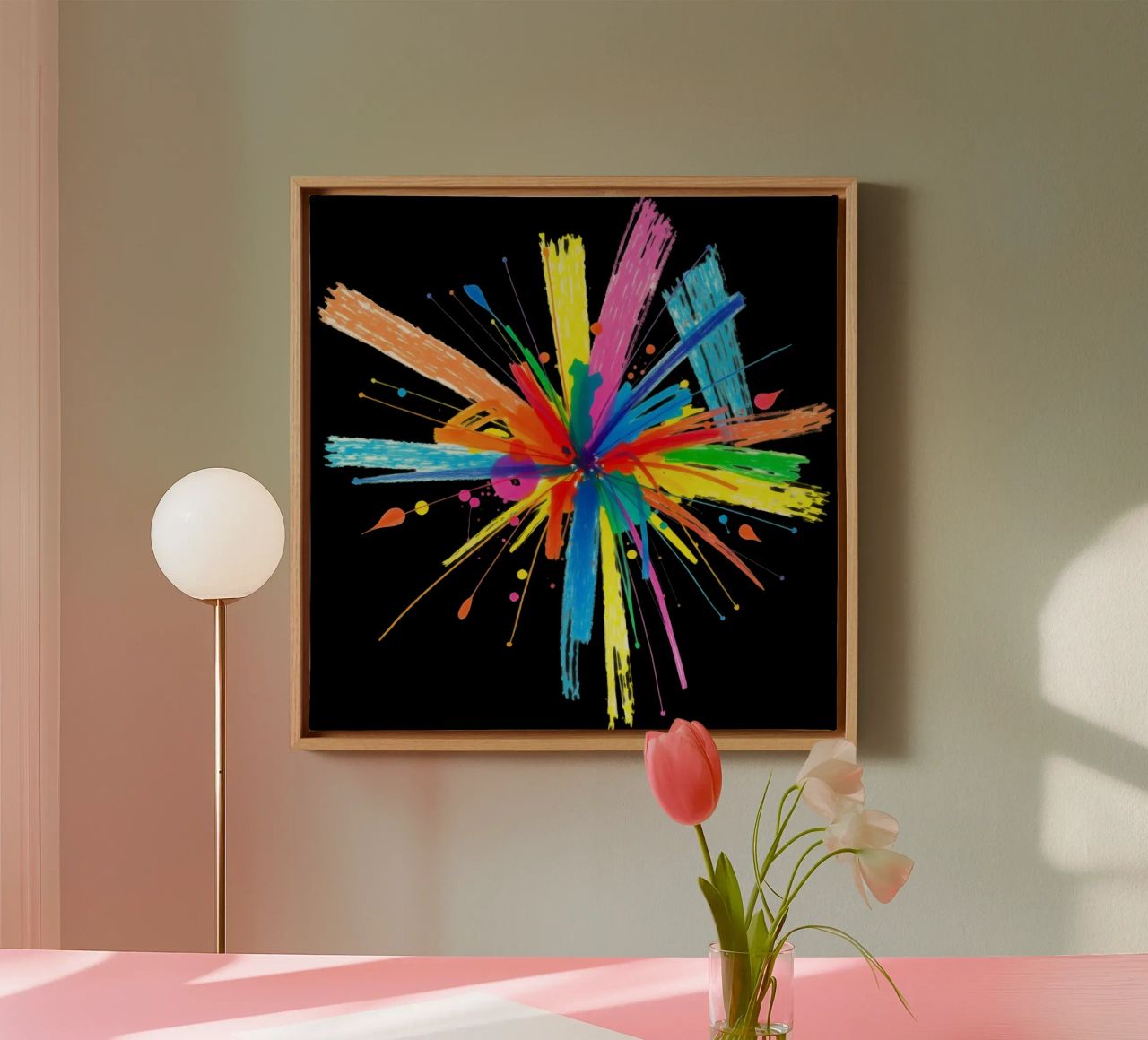 Esplosione colorata di schizzi di vernice disegno astratto tela da DesignDoodle