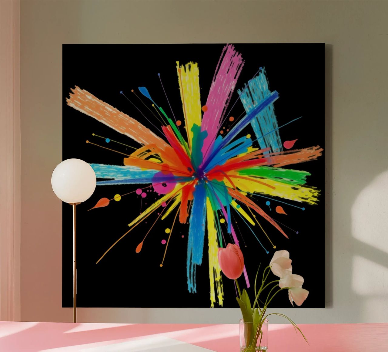 Esplosione colorata di schizzi di vernice disegno astratto tela da DesignDoodle