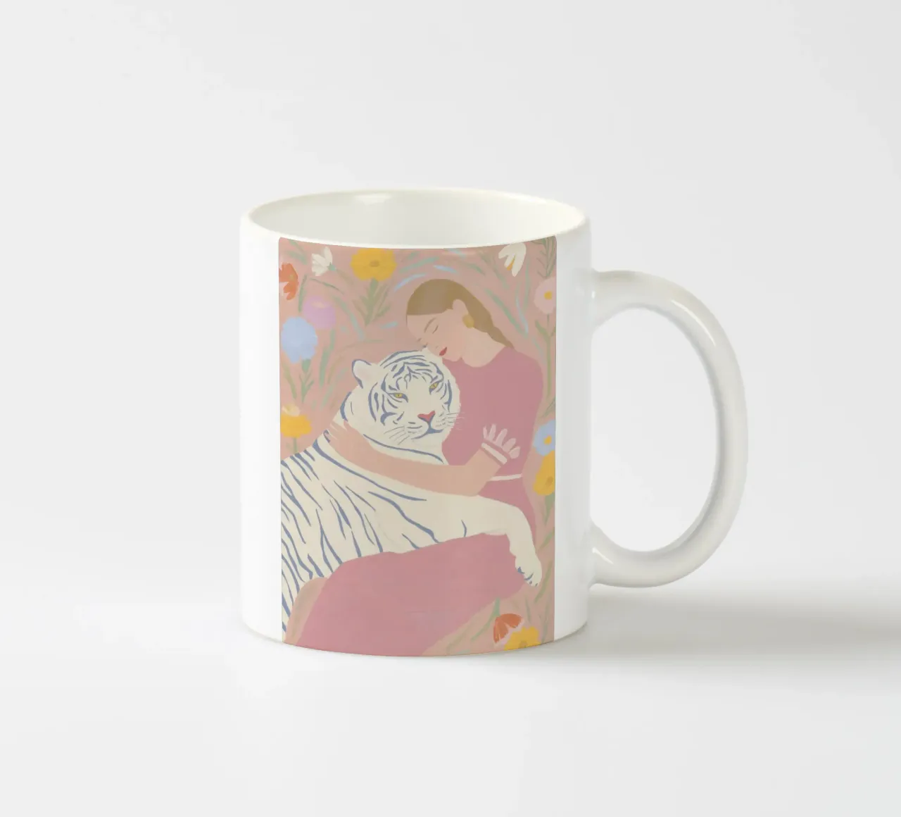 Abbraccio di primavera con una tigre tazza in ceramica da Carinaprint