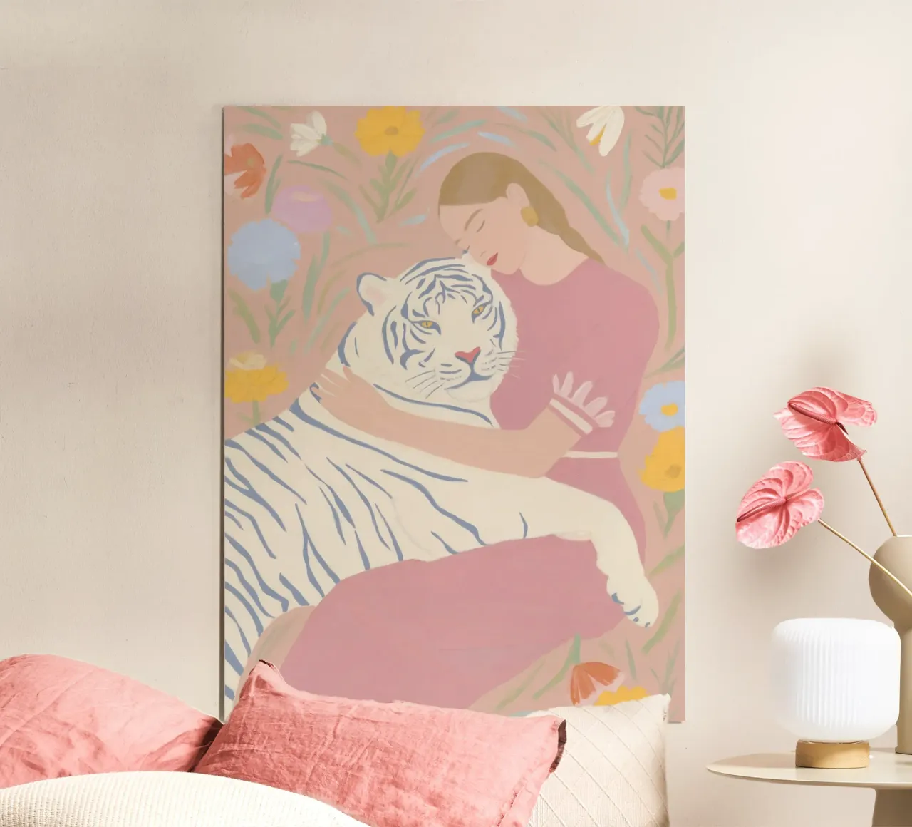 Câlin printanier avec tigre poster de Carinaprint