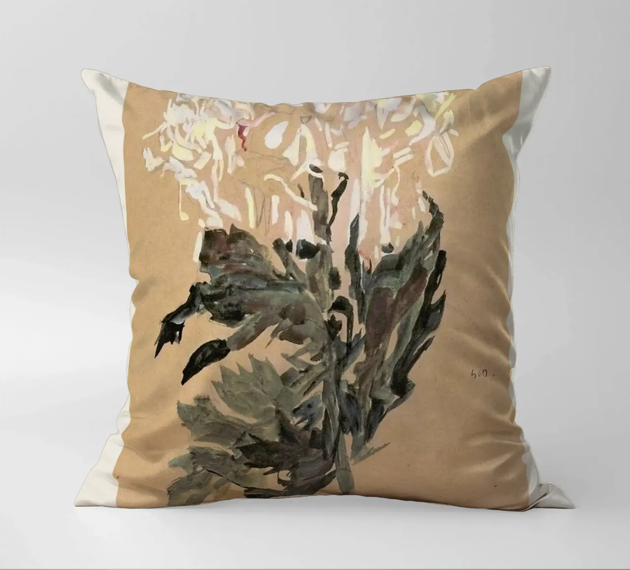 Schiele - White Chrysanthemum cuscino da Vintage by JUNIQE