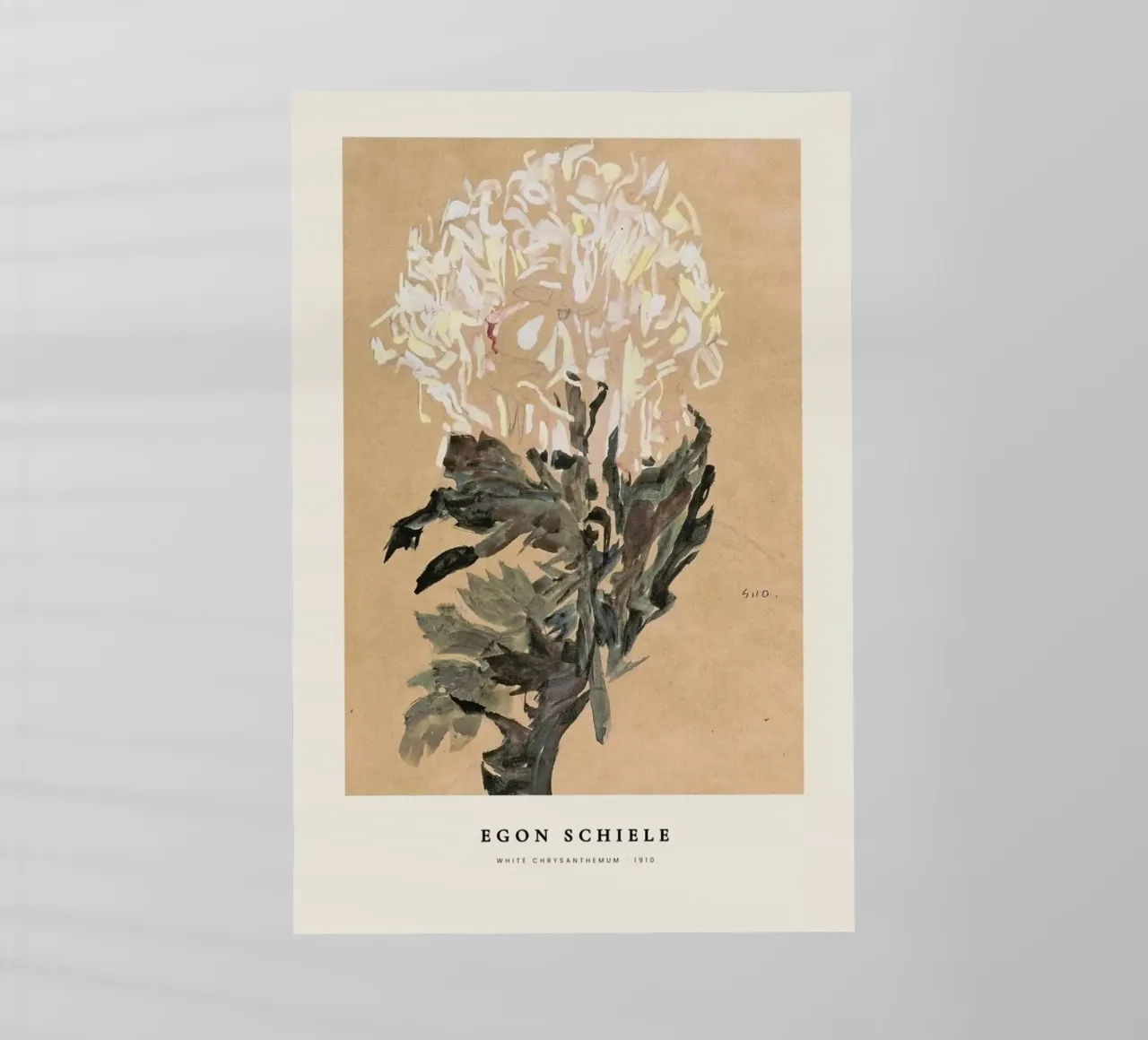 Schiele - White Chrysanthemum pellicola backlit da Vintage by JUNIQE