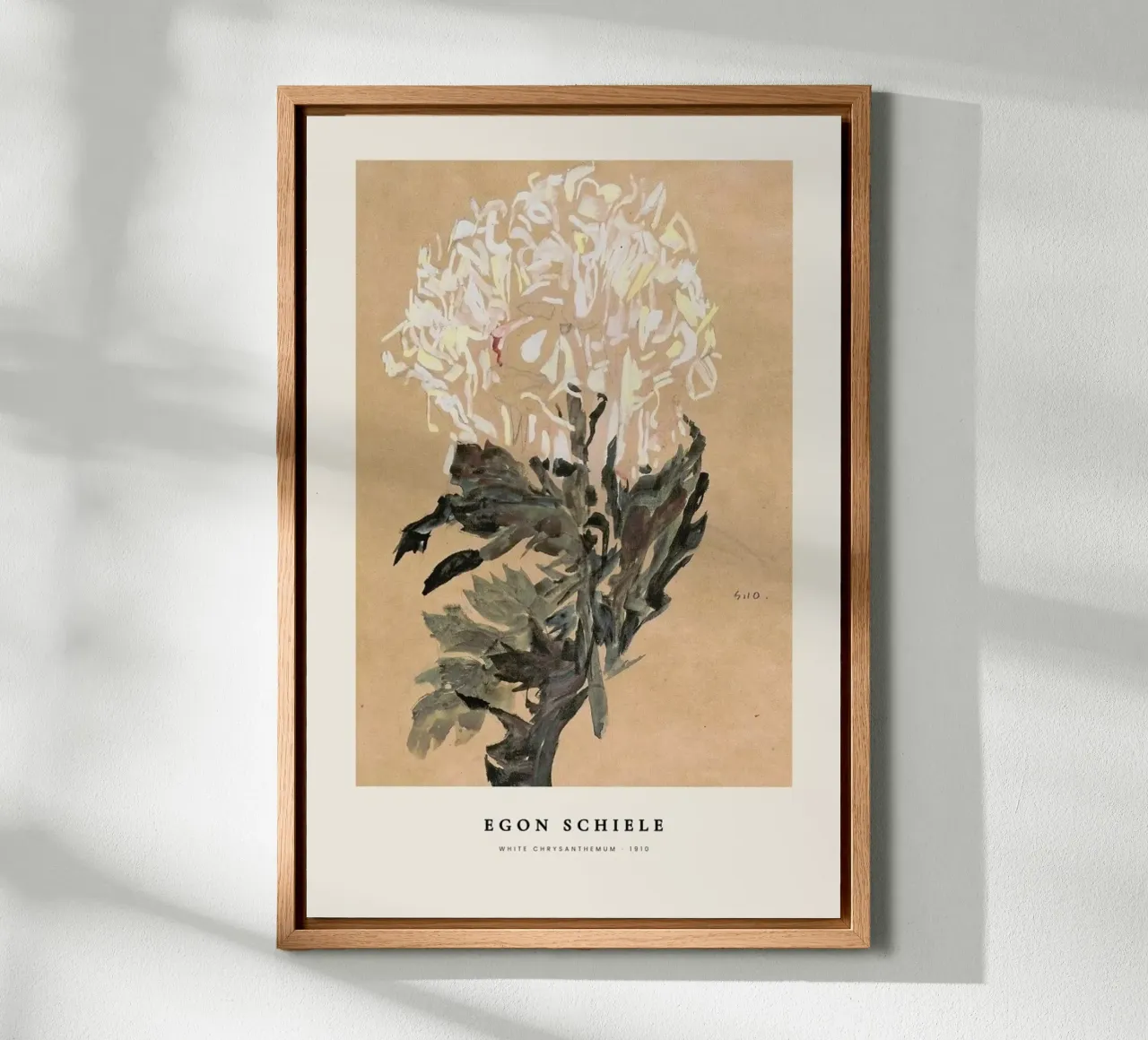 Schiele - White Chrysanthemum tela con Cornice a cassetta da Vintage by JUNIQE