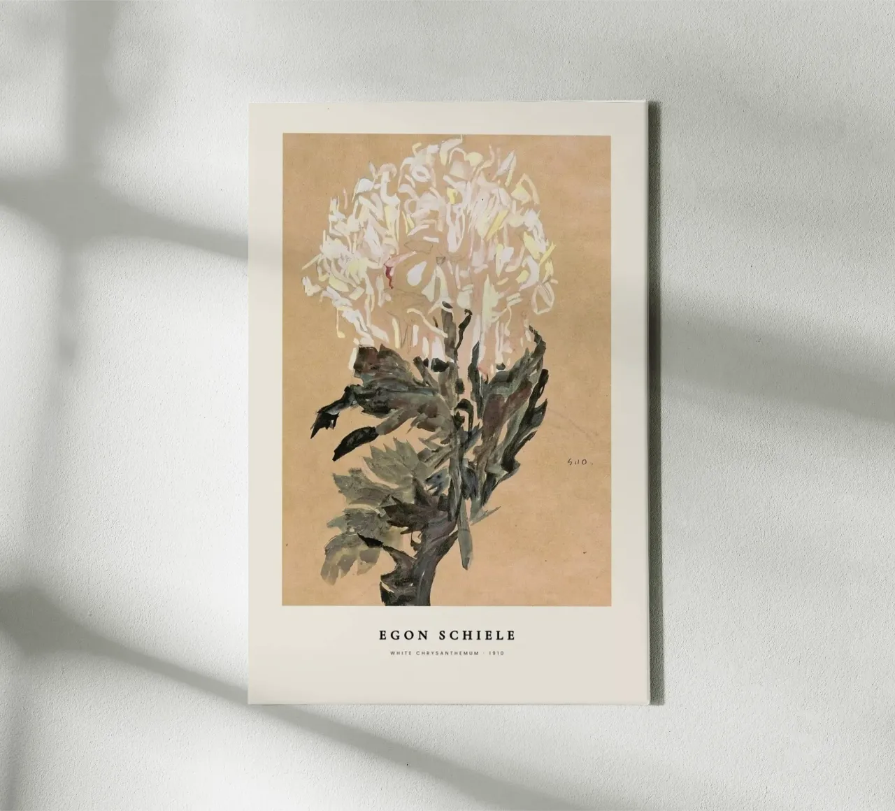 Schiele - White Chrysanthemum tela con Cornice a cassetta da Vintage by JUNIQE